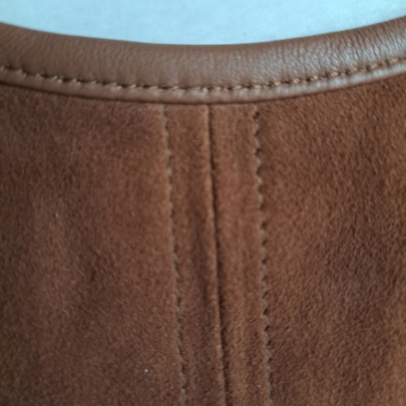 WHBM genuine suede sleeveless bodice top rich Cognac Rust Size 16 - Picture 4 of 8